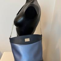 Borsa Lizalu’ a sacchiello in pelle blu, nuova