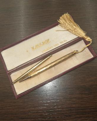 Penna lalex e matita laminato oro con astuccio ori