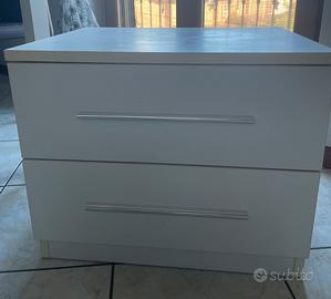 Comodino bianco 2 cassetti