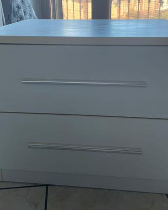 Comodino bianco 2 cassetti