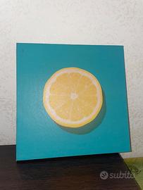 Quadro tela limone sfondo turchese / azzurro moder