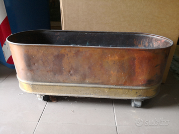 Vaso vasca in rame ed ottone antico 70x25cm