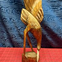 scultura gru scopita in legno arte esotica africa