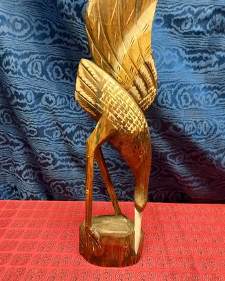 scultura gru scopita in legno arte esotica africa