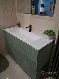 Mobile bagno 3 cassetti 120x46 cannettato verde