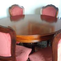 Tavolo rotondo classico legno con sedie per sala