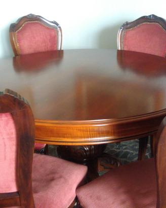 Tavolo rotondo classico legno con sedie per sala