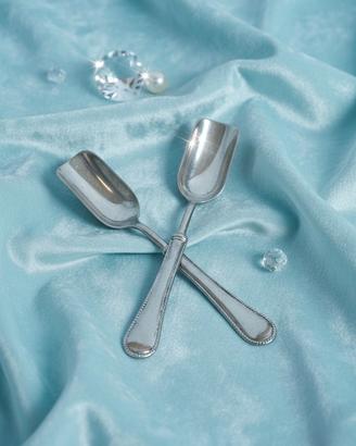 Coppia Cucchiaini Dessert Vintage Argento