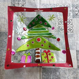 PORTA FRUTTA, BISCOTTI... in vetro decorato.