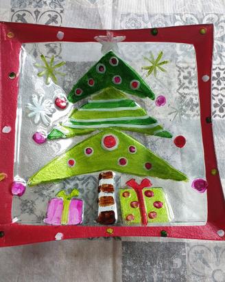 PORTA FRUTTA, BISCOTTI... in vetro decorato.