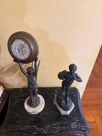 Coppia Bronzi Figurativi fine '800 su Marmo