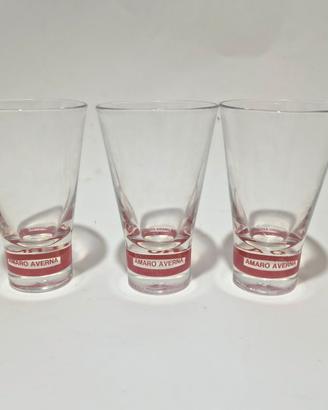 Set di tre bicchieri vintage con logo Amaro Averna