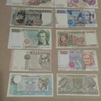 Dieci banconote vecchie lire. 