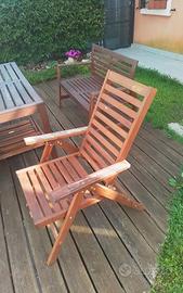 set di 4 sdraio in legno massiccio