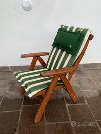 4 Sdraio in legno da giardino + cuscino