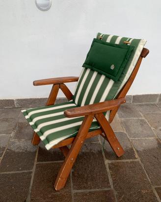 4 Sdraio in legno da giardino + cuscino