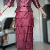 Completo cerimonia con blusa e gonna in seta 