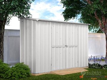 Casetta in lamiera per esterno 307x100cm bianco