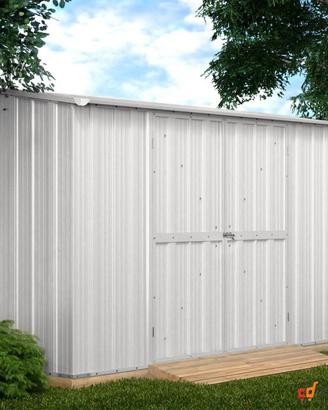 Casetta in lamiera per esterno 307x100cm bianco