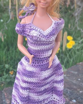 abito barbie viola e bianco 