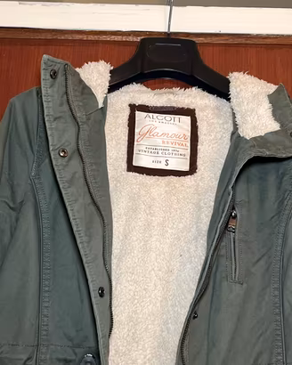 Parka donna verde militare con cappuccio