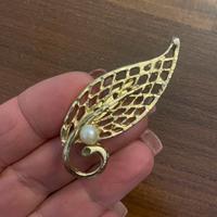 Antica spilla vintage oro e perla