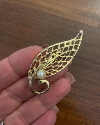 Antica spilla vintage oro e perla