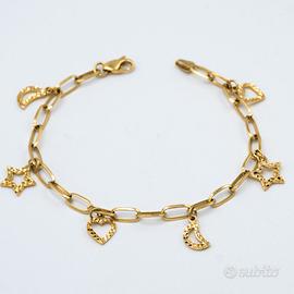 Bracciale oro giallo 18 kt pieno ciondoli18kt D.34