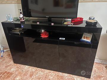 Madia Moderna Nera Lucida 155x90 cm - Mobile TV /
