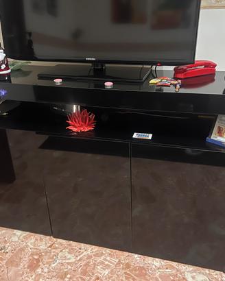 Madia Moderna Nera Lucida 155x90 cm - Mobile TV /