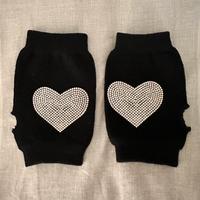 Guanti senza dita con cuori strass