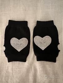 Guanti senza dita con cuori strass