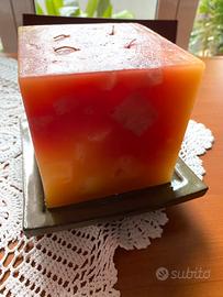 Candela cubo con piattino-