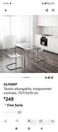 tavolo allungabile in vetro e metallo Glivarp