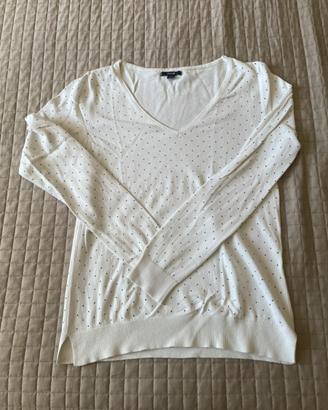 Kiabi maglione donna bianco pois neri tg S