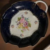 Limonge piatto Pate blu a foglia vintage