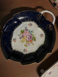 Limonge piatto Pate blu a foglia vintage