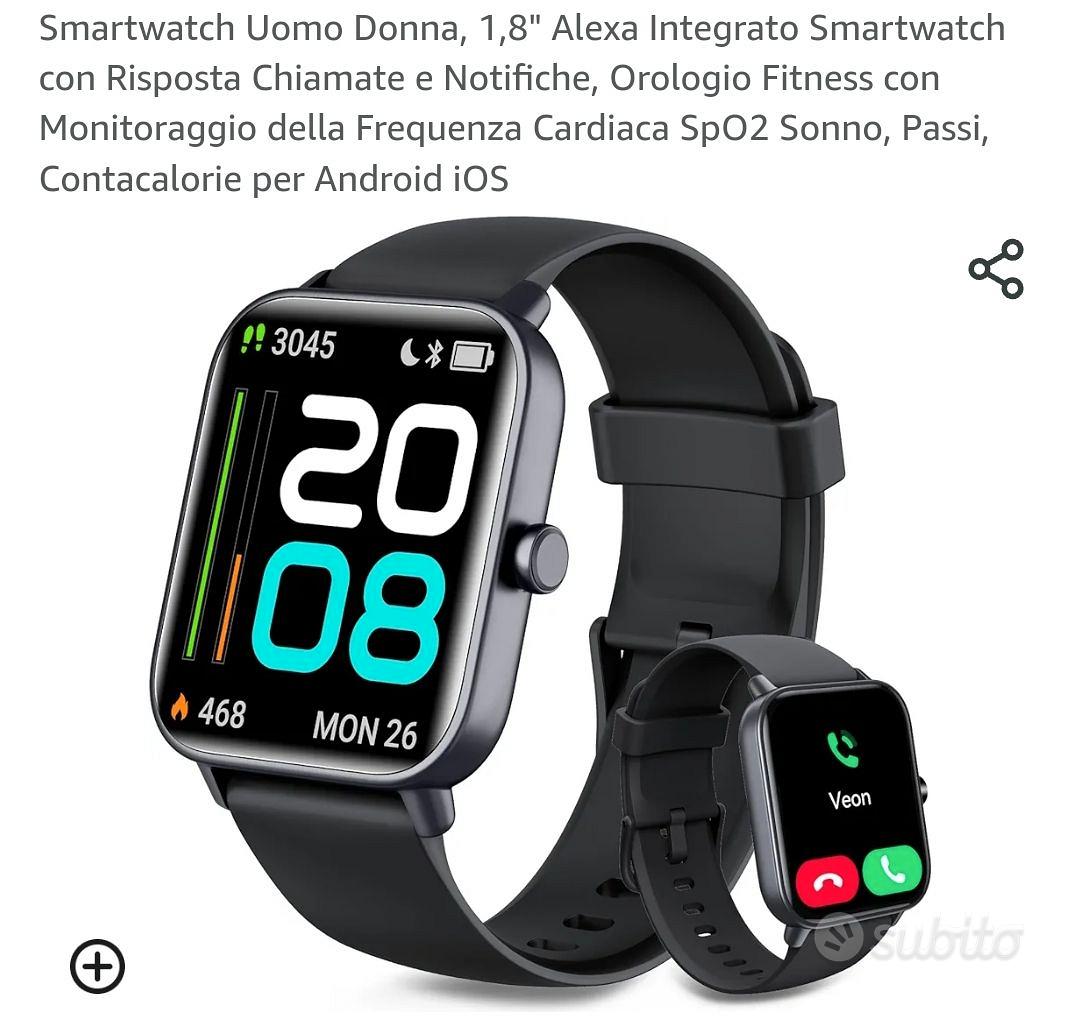 Smartwatch Uomo Donna Chiamate Bluetooth, Orologio con Alexa Integrato,  Fitness Tracker 1.8 & IP68 con cardiofrequenzimetro Monitor del SpO2/