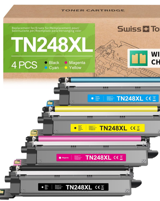 Kit 4 Toner Swiss Toner TN248XL per Brother (Nero