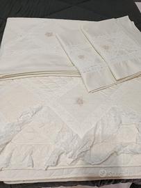 trapuntino più lenzuolo con federe completo matrim