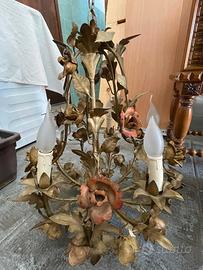 Splendido lampadario vintage 5 luci ferro lavorato
