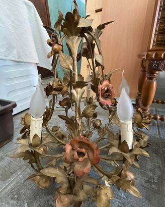 Splendido lampadario vintage 5 luci ferro lavorato