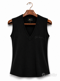 Top Just Cavalli Donna Nero Y2K Scollo V Italy