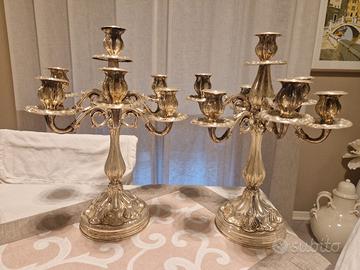 coppia candelabri in argento 800 massiccio