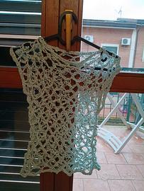 Canotta in cotone lavorazione ad uncinetto punto s