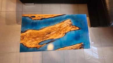 Tavolino Da Salotto In Legno E Resina river table