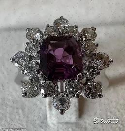 ANELLO ORO 18kt. CON DIAMANTI E RUBINO NATURALI