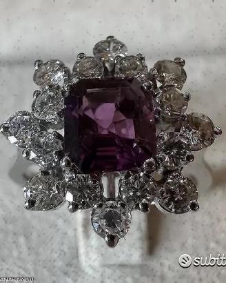 ANELLO ORO 18kt. CON DIAMANTI E RUBINO NATURALI