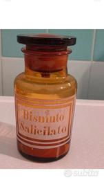 Antico VASO farmacia BISMUTO SALICILATO in vetro