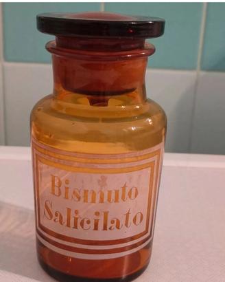 Antico VASO farmacia BISMUTO SALICILATO in vetro